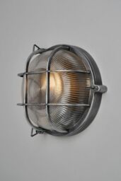 BHS Lighting Mika Caged Round Outdoor Wall Light in Silver - thumbnail 1