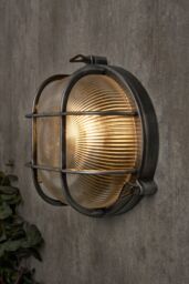 BHS Lighting Mika Caged Round Outdoor Wall Light in Silver - thumbnail 4