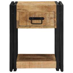Berkfield Home Beautiful Bedside Cabinet 40x40x50 cm Solid Rough Wood Mango in Brown - Size: 40 x 40 x 50 cm - thumbnail 1