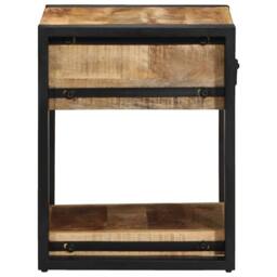 Berkfield Home Beautiful Bedside Cabinet 40x40x50 cm Solid Rough Wood Mango in Brown - Size: 40 x 40 x 50 cm - thumbnail 4