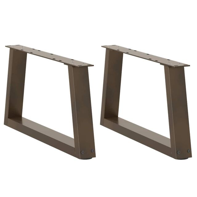 Berkfield Home Dining Table Legs V-Shape 2 pcs Natural Steel 70x(30-31.3) cm Steel in Brown - image 1