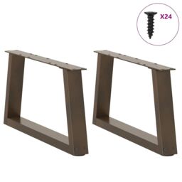 Berkfield Home Dining Table Legs V-Shape 2 pcs Natural Steel 70x(30-31.3) cm Steel in Brown - thumbnail 3