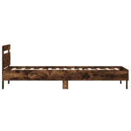 Berkfield Home Bed Frame without Mattress with Headboard Smoked Oak 100x200 cm in Brown - thumbnail 6