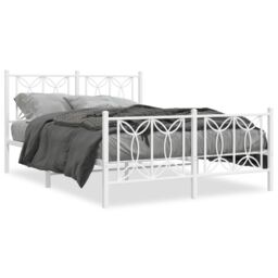 Berkfield Home Metal Bed Frame without Mattress with Footboard White 140x200cm - Size: 140x200 cm - thumbnail 2
