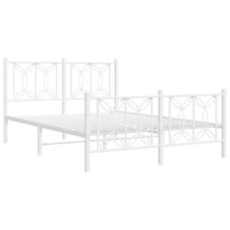 Berkfield Home Metal Bed Frame without Mattress with Footboard White 140x200cm - Size: 140x200 cm - thumbnail 3