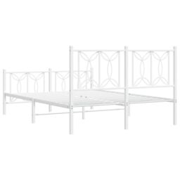 Berkfield Home Metal Bed Frame without Mattress with Footboard White 140x200cm - Size: 140x200 cm - thumbnail 6