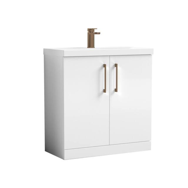 Balterley Contemporary Bathroom Floor 2-Door Vanity Unit Basin, White, 800mm in White - image 1