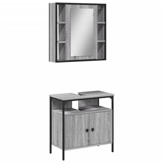 Berkfield Home 2 Piece Bathroom Furniture Set Grey Sonoma Engineered Wood - image 1