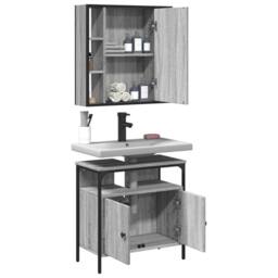 Berkfield Home 2 Piece Bathroom Furniture Set Grey Sonoma Engineered Wood - thumbnail 4