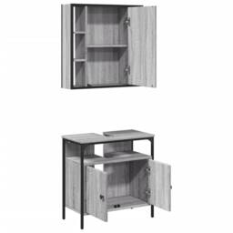 Berkfield Home 2 Piece Bathroom Furniture Set Grey Sonoma Engineered Wood - thumbnail 5