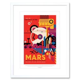 "Artery8 Wall Art Print NASA Space Travel Advert Mars Artwork Framed 9X7 Inch in White - Size: W7"" x H9""" - thumbnail 1