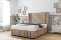 "Sloomy Melbourne Naples Divan Base 2 Drawers -54"" Wingback 12"" Footboard in Light Brown - Size: King" - thumbnail 3
