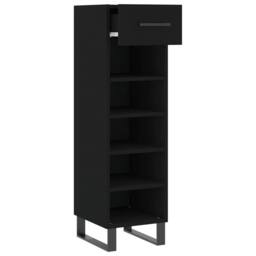 Berkfield Home Shoe Cabinet Black 30x35x105 cm Engineered Wood - Size: 30 x 35 x 105 cm - thumbnail 5