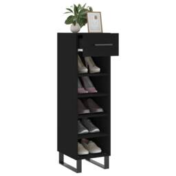 Berkfield Home Shoe Cabinet Black 30x35x105 cm Engineered Wood - Size: 30 x 35 x 105 cm - thumbnail 4