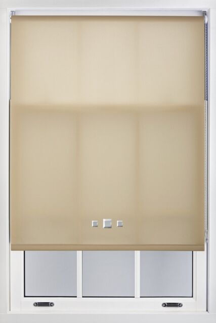 Furnished Daylight Roller Blinds with Triple Square Eyelets - Trimmable Window Shade in Beige - Size: 240 cm width x 165 cm drop - image 1