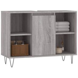 Berkfield Home Bathroom Cabinet Grey Sonoma 80x33x60 cm Engineered Wood - Size: 80 x 33 x 60 cm - thumbnail 3