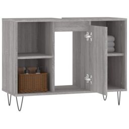 Berkfield Home Bathroom Cabinet Grey Sonoma 80x33x60 cm Engineered Wood - Size: 80 x 33 x 60 cm - thumbnail 4