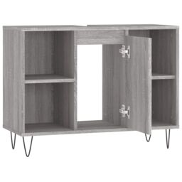 Berkfield Home Bathroom Cabinet Grey Sonoma 80x33x60 cm Engineered Wood - Size: 80 x 33 x 60 cm - thumbnail 6