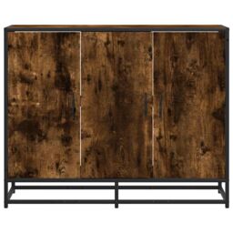 Berkfield Home Sideboard Smoked Oak 94x35x76 cm Engineered Wood in Brown - Size: 94 x 35 x 76 cm - thumbnail 4