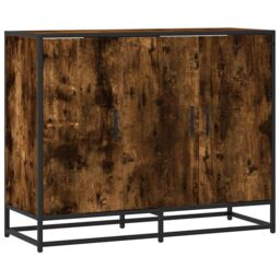 Berkfield Home Sideboard Smoked Oak 94x35x76 cm Engineered Wood in Brown - Size: 94 x 35 x 76 cm - thumbnail 2