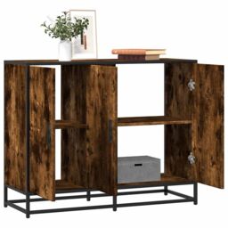Berkfield Home Sideboard Smoked Oak 94x35x76 cm Engineered Wood in Brown - Size: 94 x 35 x 76 cm - thumbnail 1