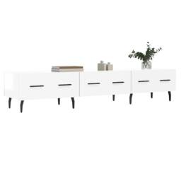 Berkfield Home TV Cabinet High Gloss White 150x36x30 cm Engineered Wood - Size: 150 x 36 x 30 cm - thumbnail 1