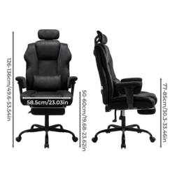 Levede Ergonomic Office Chair Suede Fabric Wide Seat Recline Footrest in Black - thumbnail 4