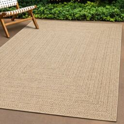 Berkfield Home Rug 160x230 cm Jute Look Indoor & Outdoor in Brown - Size: 100 cm diameter - thumbnail 1