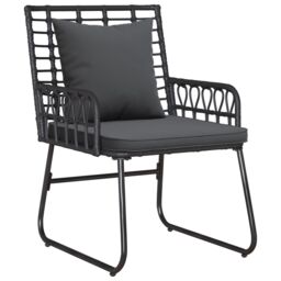 Berkfield Home Garden Dining Set 3 pcs 35 x 35 x 45 cm Poly rattan, steel in Black - thumbnail 5