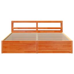 Berkfield Home Bed Frame with Headboard Wax Brown 180x200 cm Super King Solid Wood Pine - thumbnail 4