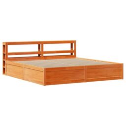 Berkfield Home Bed Frame with Headboard Wax Brown 180x200 cm Super King Solid Wood Pine - thumbnail 2