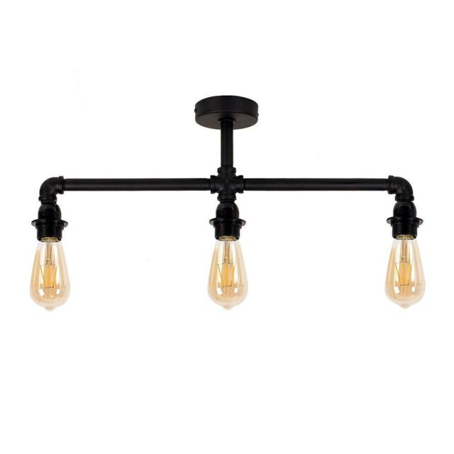 ValueLights Luiggi Industrial 3 Way Black Ceiling Bar Light - image 1