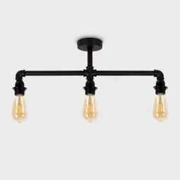 ValueLights Luiggi Industrial 3 Way Black Ceiling Bar Light - thumbnail 2
