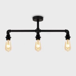 ValueLights Luiggi Industrial 3 Way Black Ceiling Bar Light - thumbnail 3