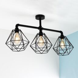 ValueLights Luiggi Industrial 3 Way Black Ceiling Bar Light - thumbnail 4