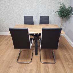 KOSY KOALA Modern Dining Table with 4 Black faux leather padded Chairs in Brown - thumbnail 6