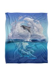 JQ Licensing Jlo Dolphin Clouds Silky Touch Super Soft Throw Blanket 152 X 127 cm in White - thumbnail 1