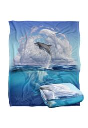 JQ Licensing Jlo Dolphin Clouds Silky Touch Super Soft Throw Blanket 152 X 127 cm in White - thumbnail 2