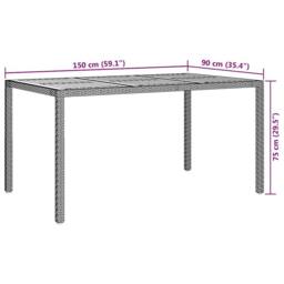 Berkfield Home Garden Dining Table Grey 150x90x75 cm Poly Rattan - Size: 150 x 90 x 75 cm - thumbnail 7
