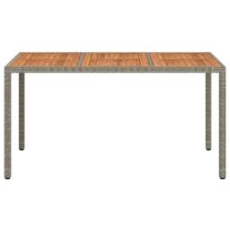 Berkfield Home Garden Dining Table Grey 150x90x75 cm Poly Rattan - Size: 150 x 90 x 75 cm - thumbnail 3
