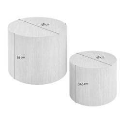 CALICOSY Set Of 2 Stackable Round Coffee Tables In Travertine Finish - MAIA in Cream - Size: 2 Person - thumbnail 6