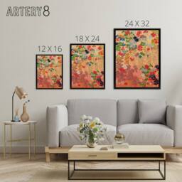 "Artery8 Floral Japanese Fan Pattern G A Audsley Vintage Framed Canvas Wall Art in Pink - Size: W24"" x H32""" - thumbnail 4