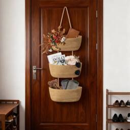 KORVIXA 1PCS 3 Tier Cotton Rope Woven Hanging Basket in Natural - Size: 800mm - thumbnail 4