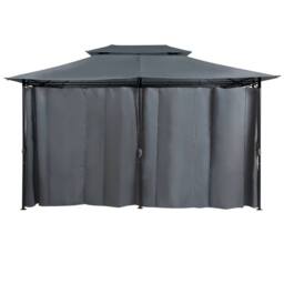 Wyld and Coco Gazebo 300 x 400 cm - Black Steel Frame Dark Grey Curtains - thumbnail 3