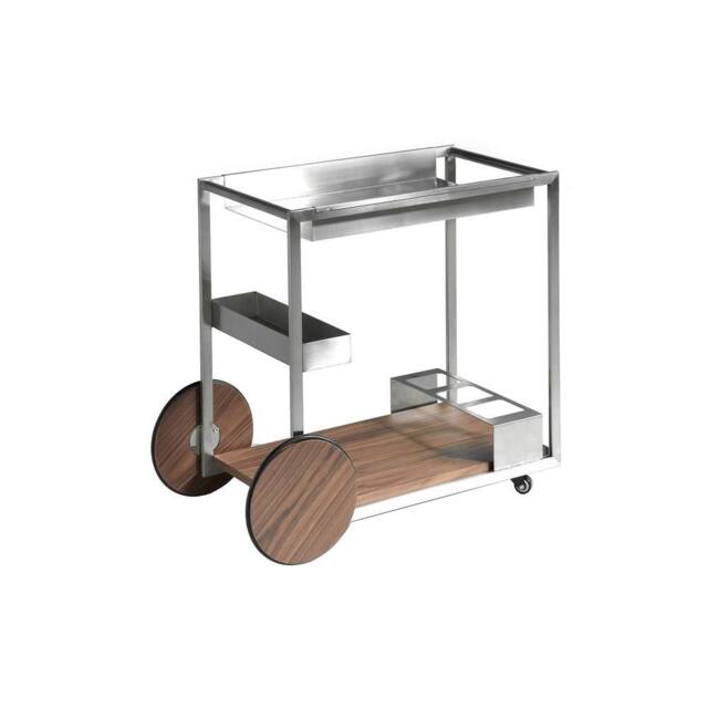 Angel Cerda Minibar Trolley Polished Steel & Walnut Veneer in Brown - image 1