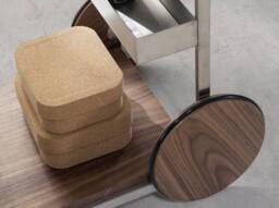 Angel Cerda Minibar Trolley Polished Steel & Walnut Veneer in Brown - thumbnail 5