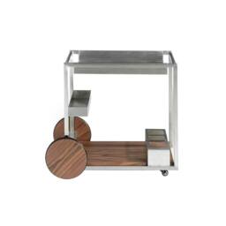 Angel Cerda Minibar Trolley Polished Steel & Walnut Veneer in Brown - thumbnail 2