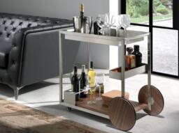 Angel Cerda Minibar Trolley Polished Steel & Walnut Veneer in Brown - thumbnail 3
