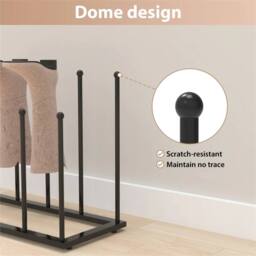 SPETLEK 6 Pair Steel Boot Rack Free Standing Garden Footwear Storage Holder in Black - Size: 500mm - thumbnail 6
