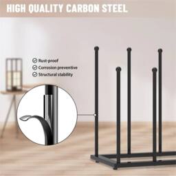 SPETLEK 6 Pair Steel Boot Rack Free Standing Garden Footwear Storage Holder in Black - Size: 500mm - thumbnail 4